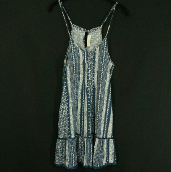 Blue patterned striped tunic tank top - Picture 1 of 1